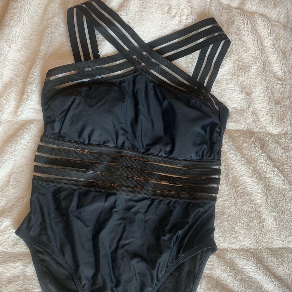 Black mesh one piece